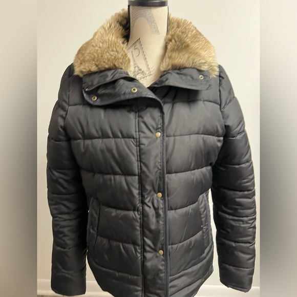 Old Navy Jackets & Blazers - Y2K Black and Faux Fur Puffer Coat